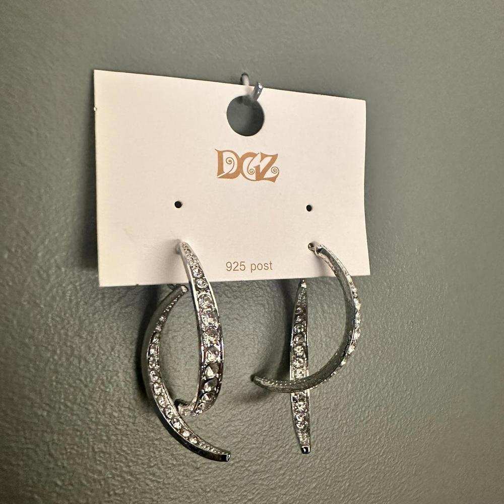 Silver Cross Curved Earrings Zircon Curved Drop Earrings